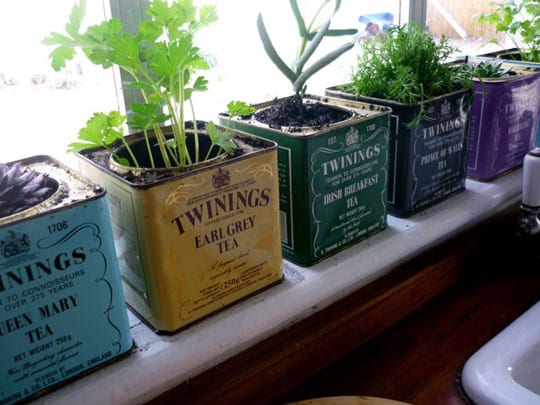 Detalle del acabado de un recipiente de latón para plantas