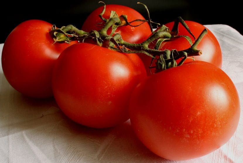 Tomates recién cortados por la mitad preparados para secar