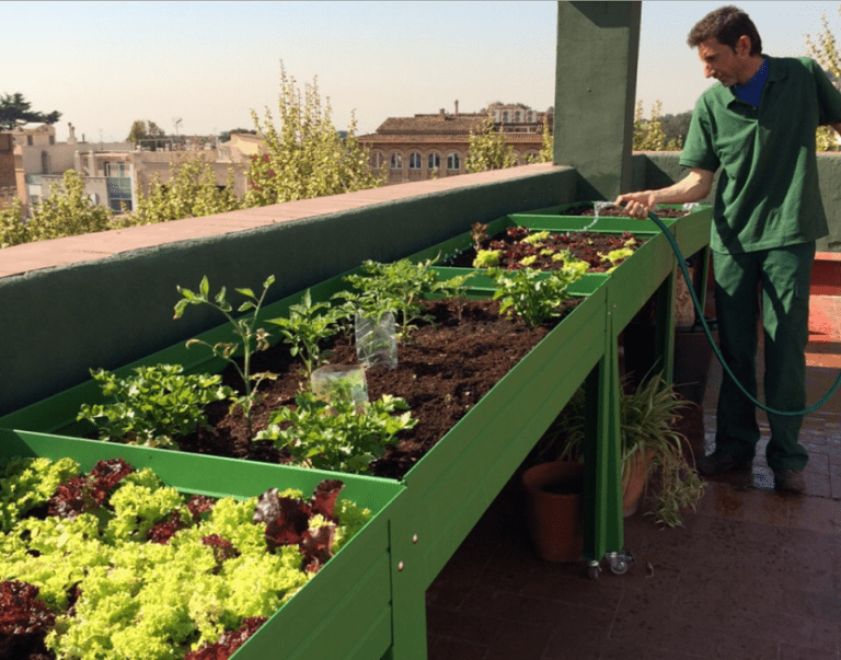Esquema de una mesa de cultivo elevada