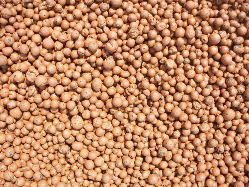 Bolas de arcilla expandida de distintos calibres