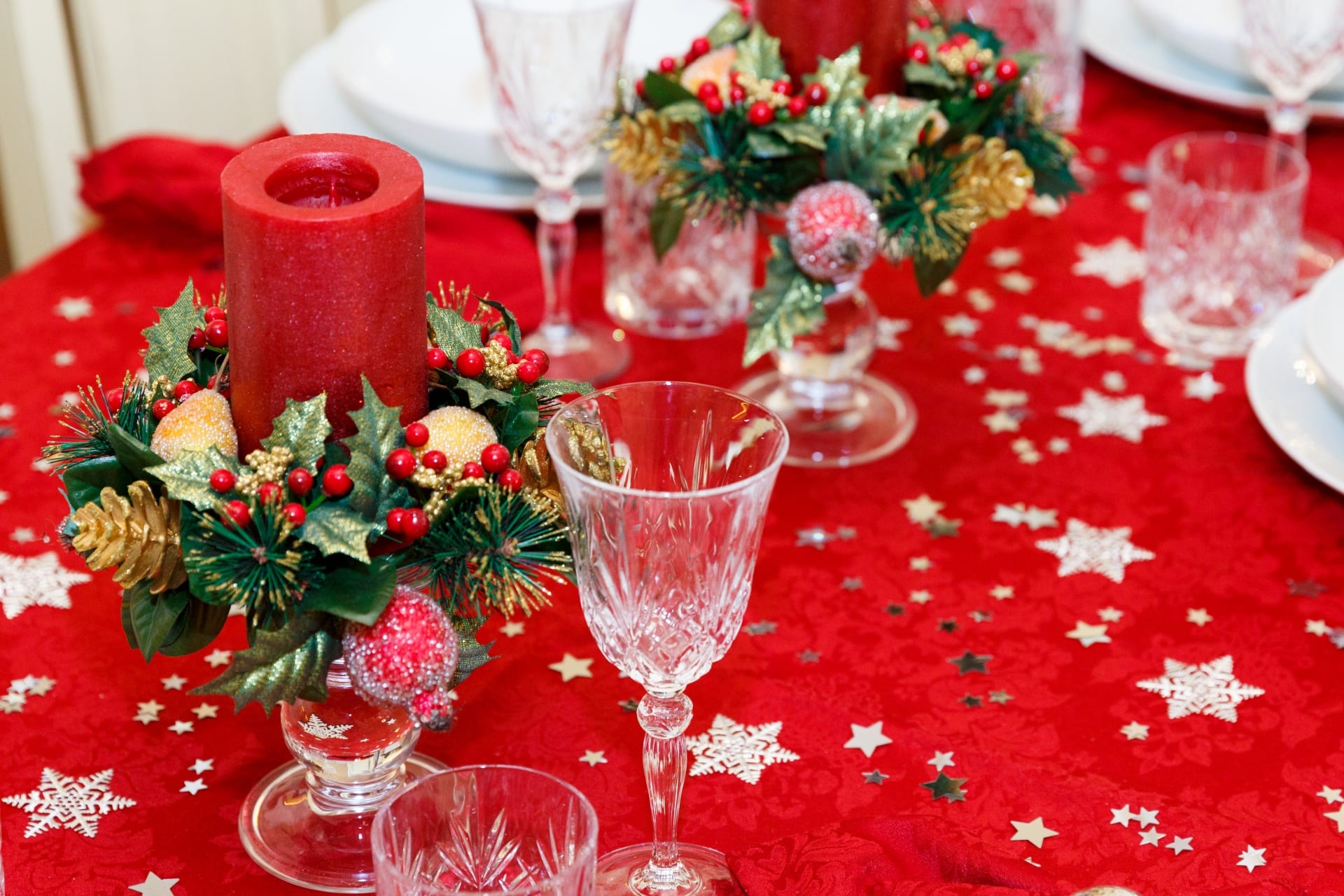 Centro de mesa de Navidad con vegetación natural