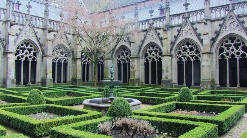 Setos de boj recortados formando un parterre geométrico