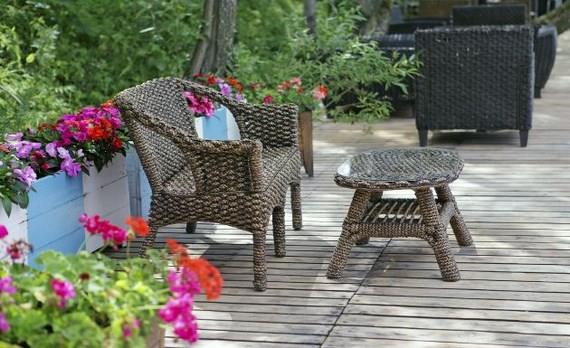 Terraza soleada con macetas de plantas resistentes al sol