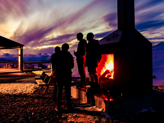 Una chimenea en el jardín